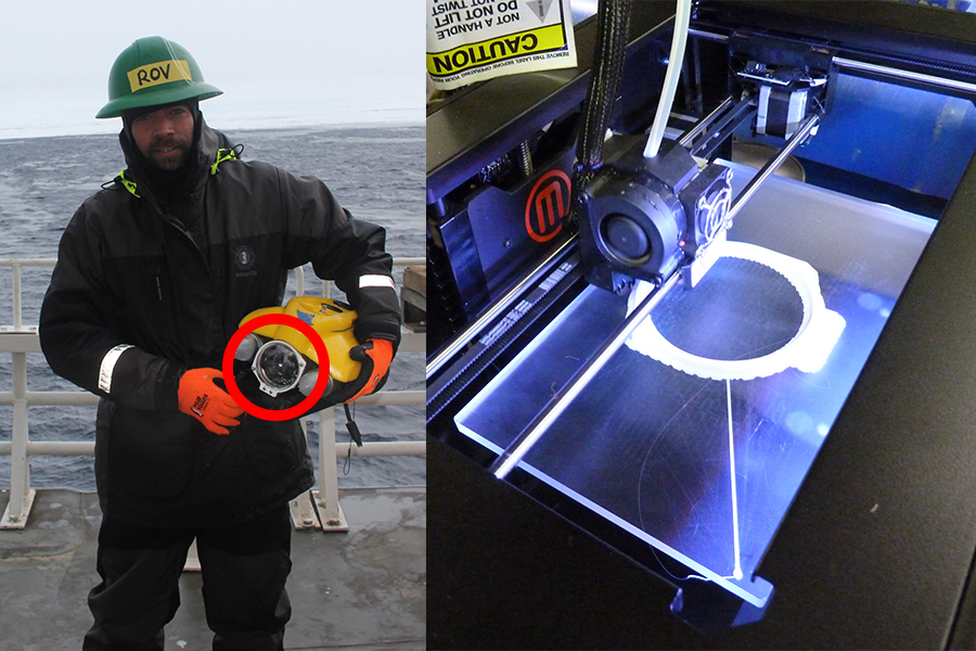 Aboard Coast Guard Cutter Healy, a printed replacement part in the Arctic Ocean, in 2013 