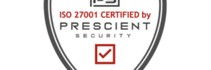 ISO 270001 logo certified by Prescient Security